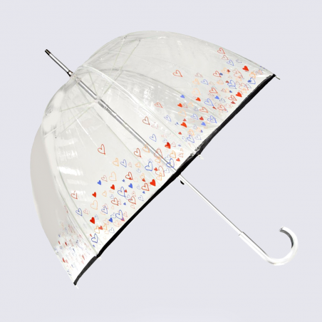 Parapluie cloche Isotoner, parapluie cloche transparent femme pvc/coeur croisé
