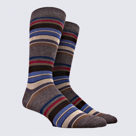 Chaussettes Doré Doré, chaussettes motifs rayures homme en laine Mérinos marron Chaussettes Doré Doré, chaussettes motifs rayures homme en laine Mérinos marron