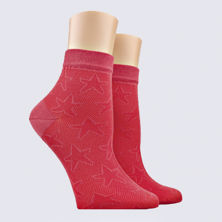 Chaussettes Doré Doré, chaussettes légères femme en fil d'Ecosse rouge