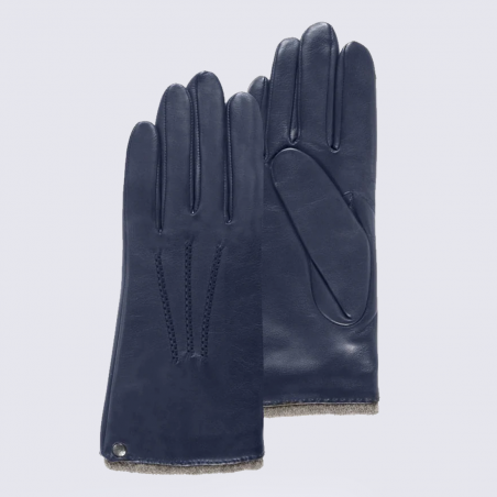 Gants pour femme Isotoner en cuir d'agneau marine