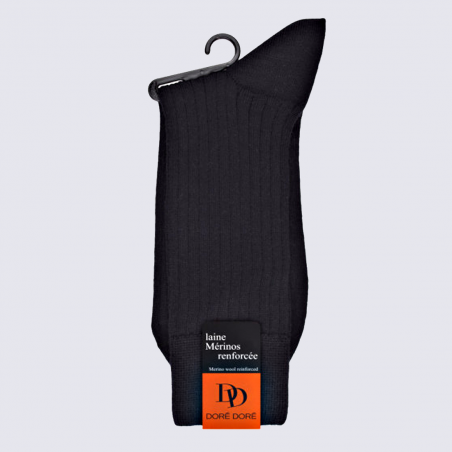 Chaussettes Doré Doré, chaussettes homme en laine Mérinos noir