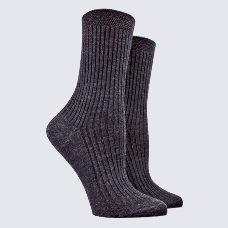 Chaussettes Coton Randonnée Femme Anthracite - Chaussettes femme