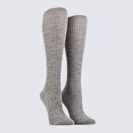 Chaussettes Doré Doré, chaussettes hautes femmes en laine gris oxford