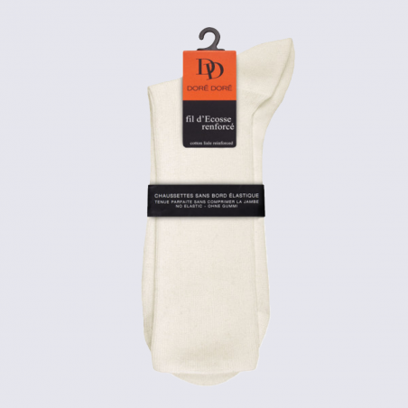 Chaussettes Doré Doré, chaussettes femme en coton blanc cassé givre