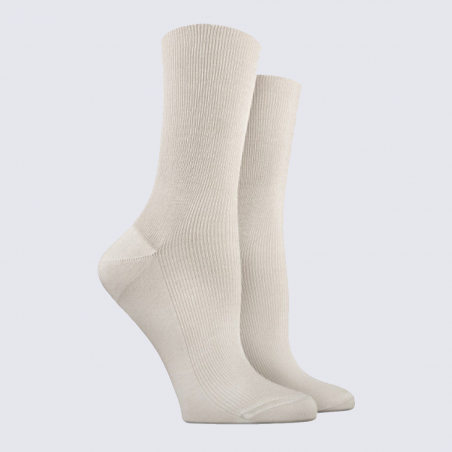 Chaussettes Doré Doré, chaussettes femme en coton blanc cassé givre