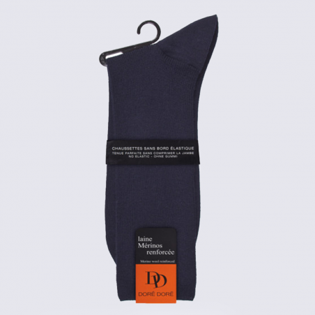 Chaussettes Doré Doré, chaussettes homme en laine Mérinos marine