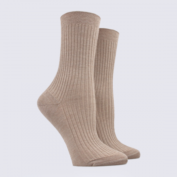 Chaussettes Doré Doré, chaussettes chaudes femme en laine et coton beige sahara