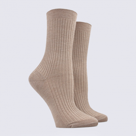 Chaussettes Doré Doré, chaussettes chaudes femme en laine et coton beige sahara