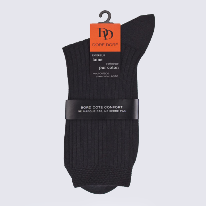 Chaussettes Doré Doré, chaussettes femme en laine et coton noir