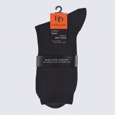 Chaussettes Doré Doré, chaussettes femme en laine et coton noir