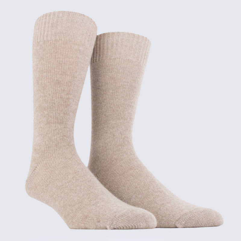 Chaussettes homme laine peignée marron et beige H0443.222 - PERRIN