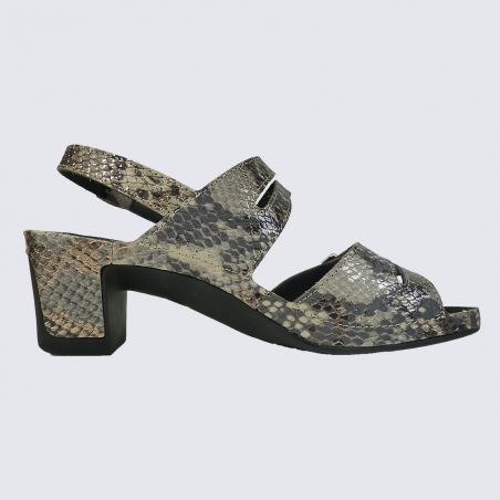 Sandales Vital, sandales à talons femme en cuir motif python taupe