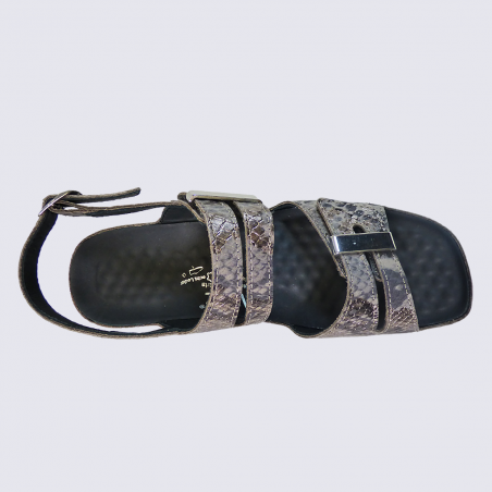 Sandales Vital, sandales à talons femme en cuir motif python taupe