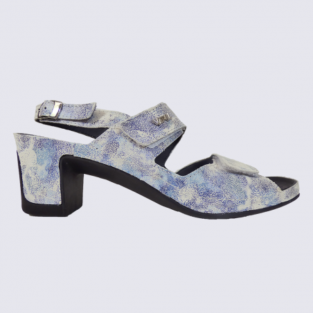 Sandales Vital, sandales à talons tendance femme en cuir bleu