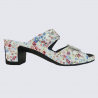 Mules Vital, mules à talons tendance femme en cuir fleurs blanc Mules Vital, mules à talons tendance femme en cuir fleurs blanc