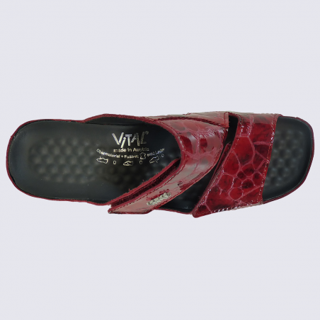 Mules Vital, mules à talons tendance femme en croco vernis rouge