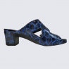 Mules Vital, mules à talons tendance femme en croco vernis ocean Mules Vital, mules à talons tendance femme en croco vernis ocean