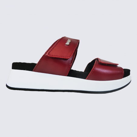 Mules Vital, mules compensées tendances femme en cuir rouge