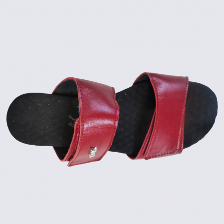 Mules Vital, mules compensées tendances femme en cuir rouge