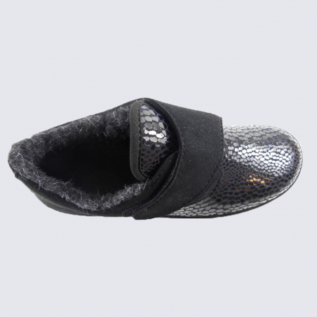 Chaussons Florett, chaussons fourrées femme bi-matière noir