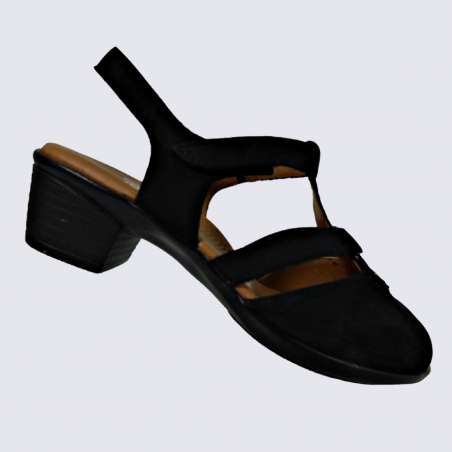 Sandales Ara, sandales à talons femme en cuir noir