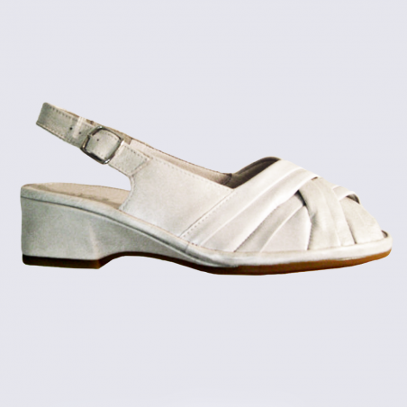 Nu-pieds Ara, nu-pieds à talon femme en cuir lisse blanc cassé Nu-pieds Ara, nu-pieds à talon femme en cuir lisse blanc cassé