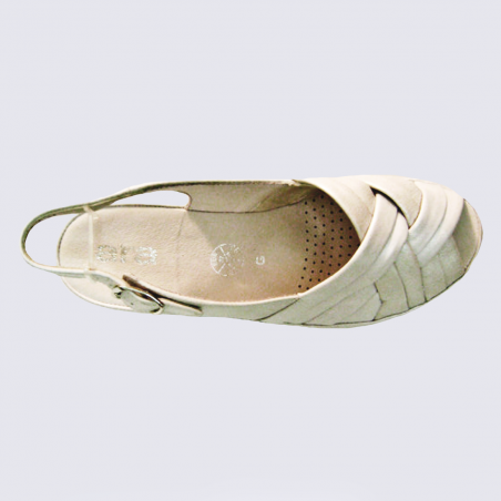Nu-pieds Ara, nu-pieds à talon femme en cuir lisse blanc cassé Nu-pieds Ara, nu-pieds à talon femme en cuir lisse blanc cassé