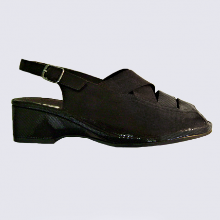 Nu pieds Ara nu pieds talon femme en cuir noir Igert
