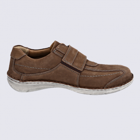 Chaussures Josef Seibel, chaussures à velcros homme en cuir chataigne