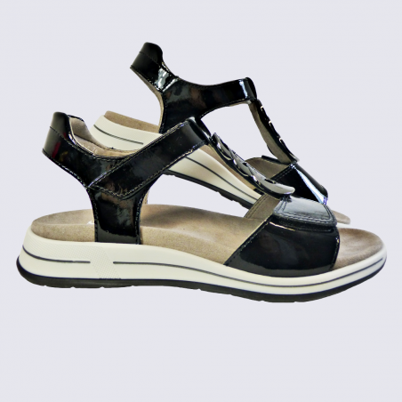 Sandales Ara, sandales tendances femme en cuir vernis noir
