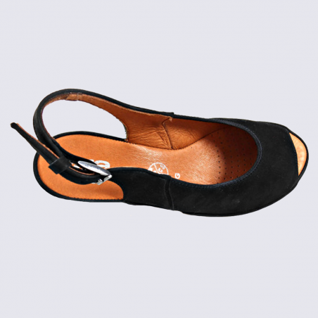 Nu-pieds Ara, nu-pieds compensés confortables femme en cuir noir