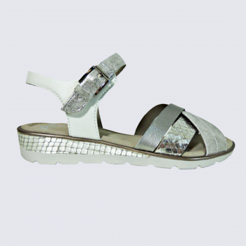 Nu-pieds Ara, nu-pieds tendances femme en cuir argent