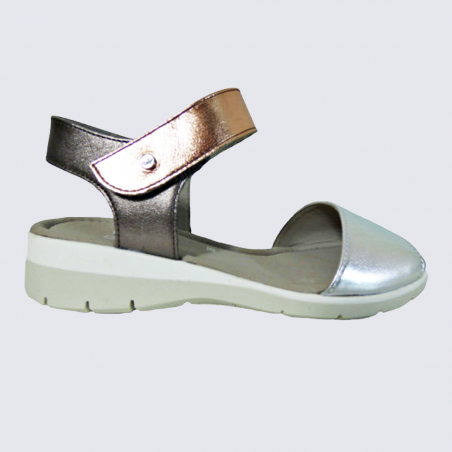 Nu-pieds Ara, nu-pieds tendance femme en cuir argent