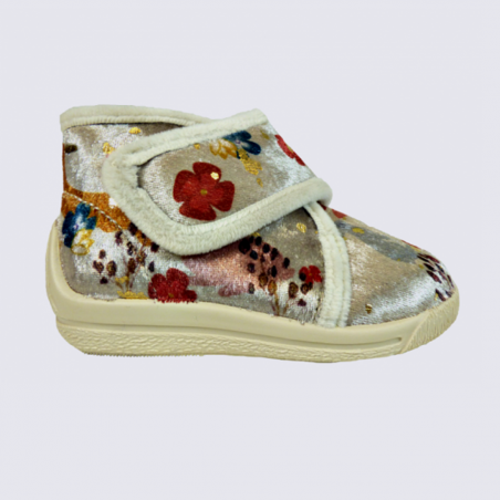 Chaussons Bellamy, chaussons à velcros motif lapin bébé fille beige Chaussons Bellamy, chaussons à velcros motif lapin bébé fille beige