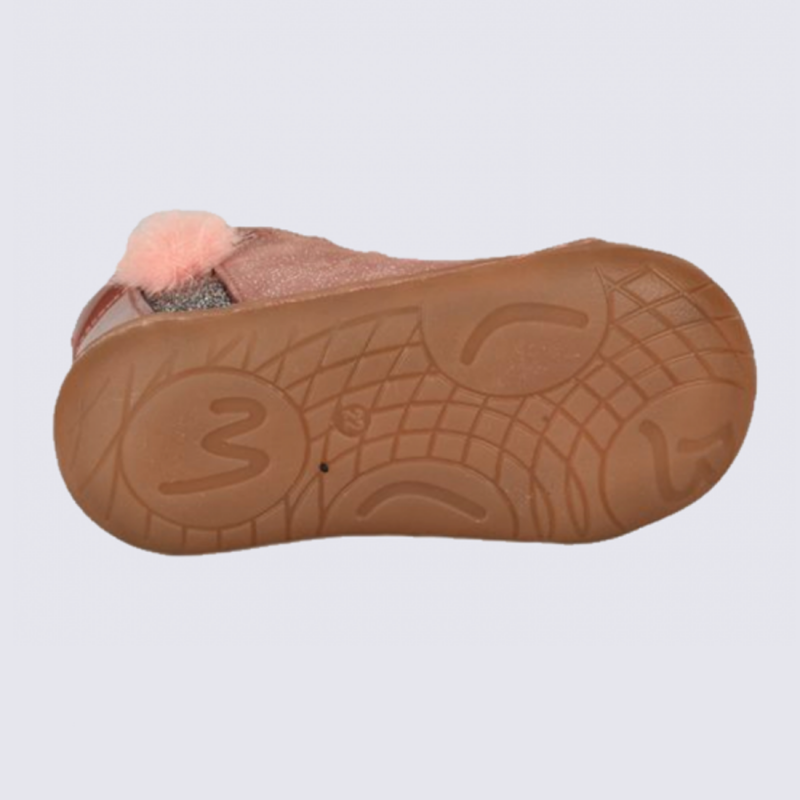 Chaussures Bellamy, chaussures à lacets et pompon bébé fille rose