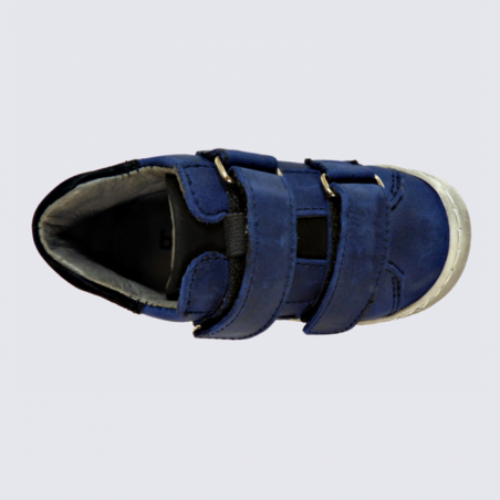 Chaussures Bellamy, chaussures à velcros bébé en cuir bleu