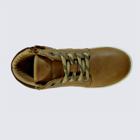 Chaussures Bellamy, chaussures montantes à lacets garçon en cuir cognac