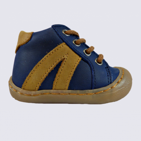 Chaussures Bellamy, chaussures à lacets bébé garçon en cuir bleu