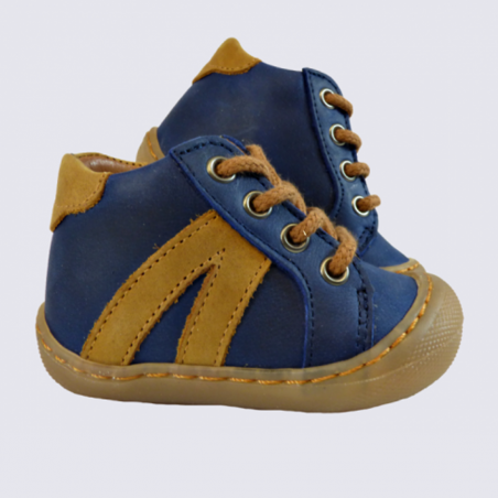 Chaussures Bellamy, chaussures à lacets bébé garçon en cuir bleu