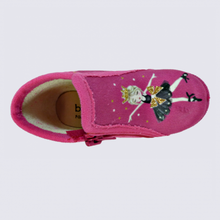 Chaussons Bellamy, chaussons motif danseuse filles fuxia