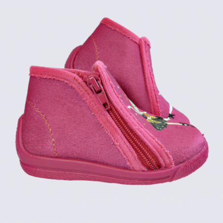 Chaussons Bellamy, chaussons motif danseuse filles fuxia