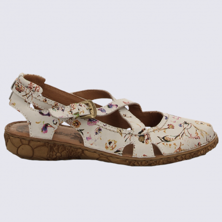 Sandales Josef Seibel, sandales tendances femme imprimé floral en cuir blanc