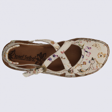 Sandales Josef Seibel, sandales tendances femme imprimé floral en cuir blanc