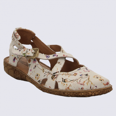 Sandales Josef Seibel, sandales tendances femme imprimé floral en cuir blanc