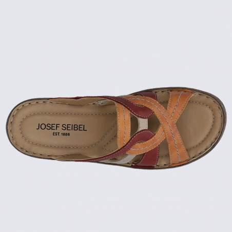 Mules Josef Seibel, mules été confortables femme en cuir orange multicolores