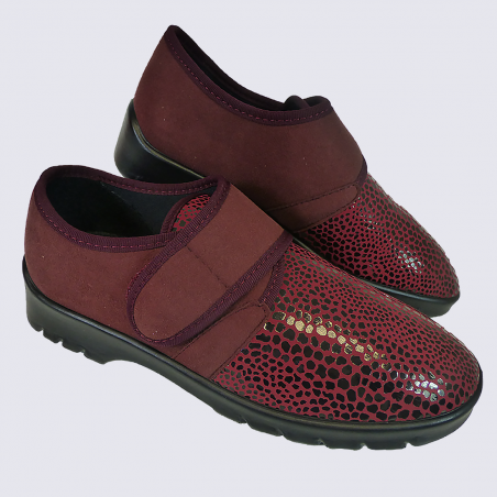 Chaussons Florett, chaussons confortables femme bi-matière bordeaux