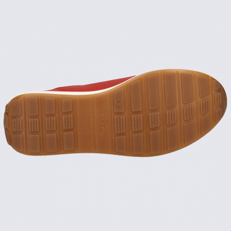 Baskets Ara, baskets à zip tendance femme en cuir rouge