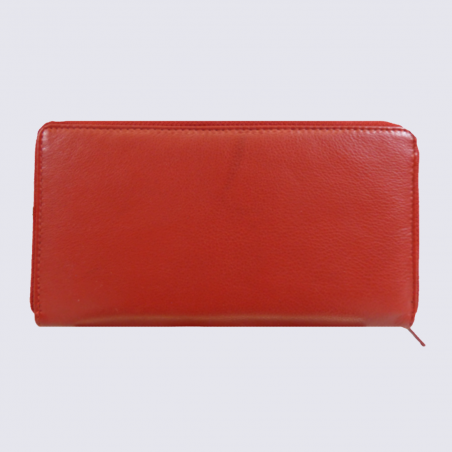 Porte Feuille Clara Campbell, porte feuille à fermeture à glissière femme en cuir rouge