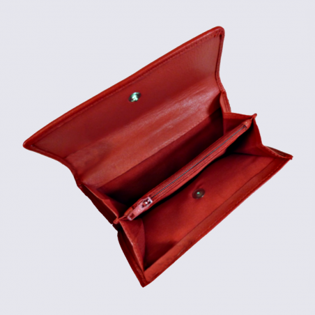 Porte Feuille Clara Campbell, porte feuille élégant femme en cuir rouge