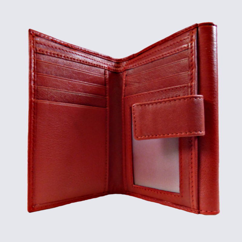 Porte Feuille Clara Campbell, porte feuille élégant femme en cuir rouge